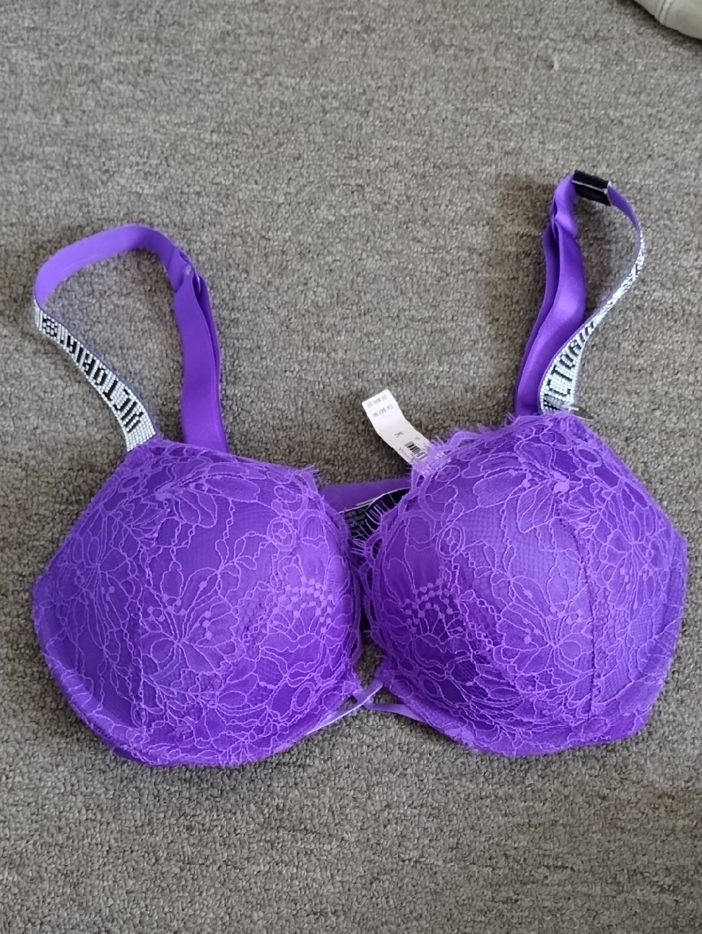 Victoria's Secret Purple Lace Bombshell Bra Shiny